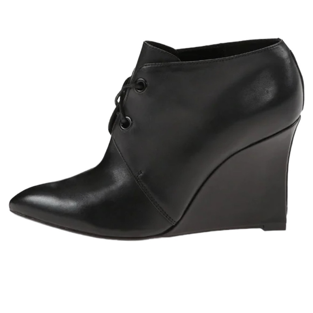 Clark’s Kelbrook Azizi black lace up pointed wedge heels booties ankle boots 9.5